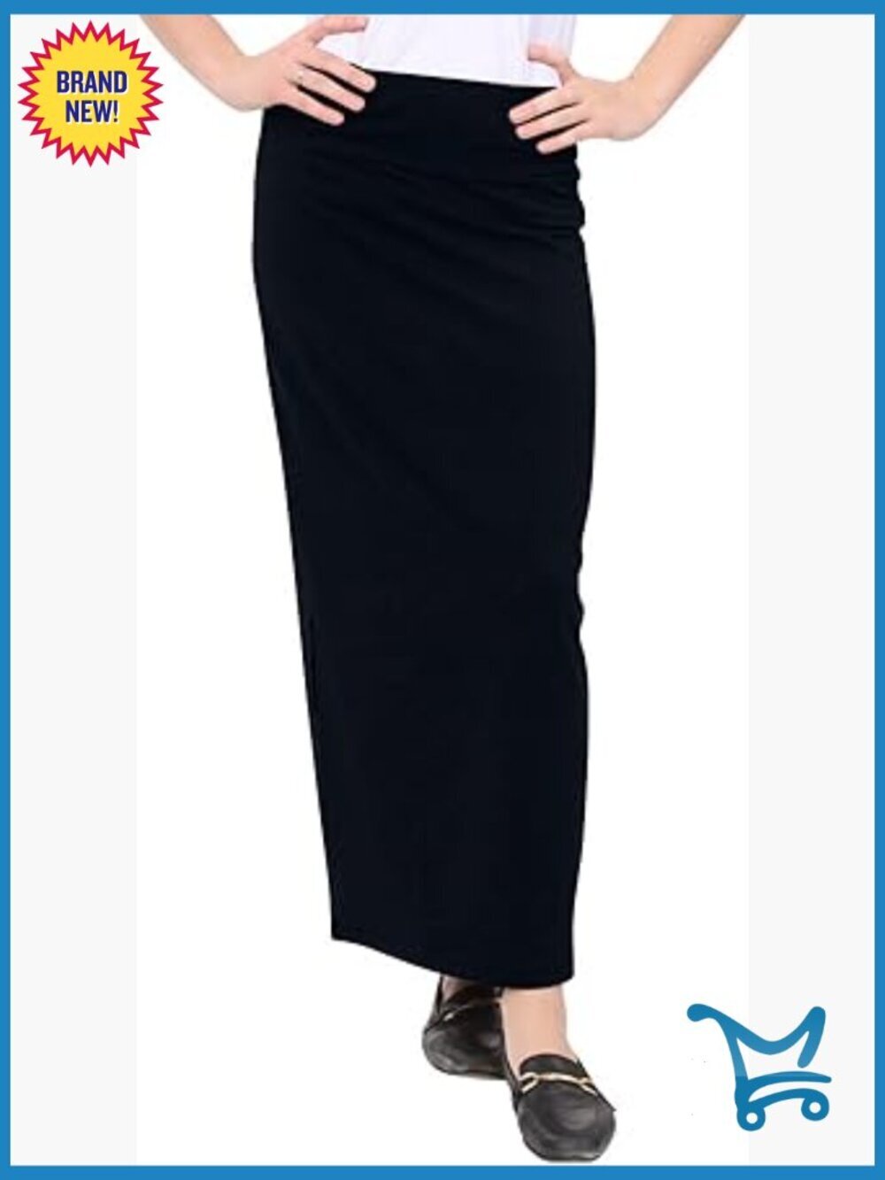 Long Pencil Skirt - Cotton Stretch High Waisted Maxi Skirt Modest Fit